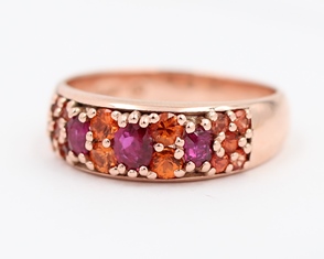 Ruby, Orange And Sapphire Ring 